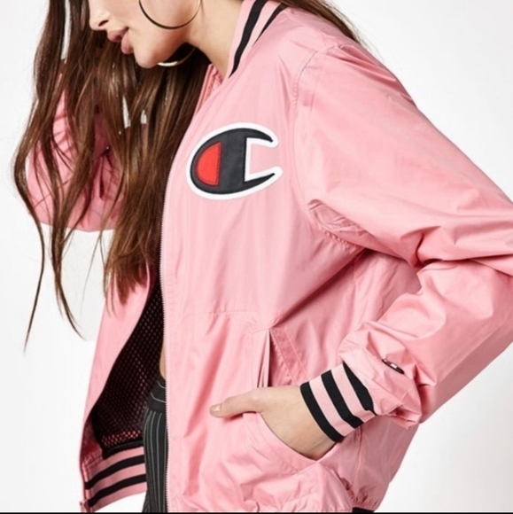 Champion pink satin bomber jacket oversized fit women's size xs - Picture 1 of 8